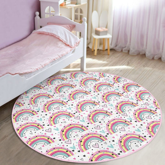 Lovely Rainbow Pattern Baby Room Washable Rug | Homeezone