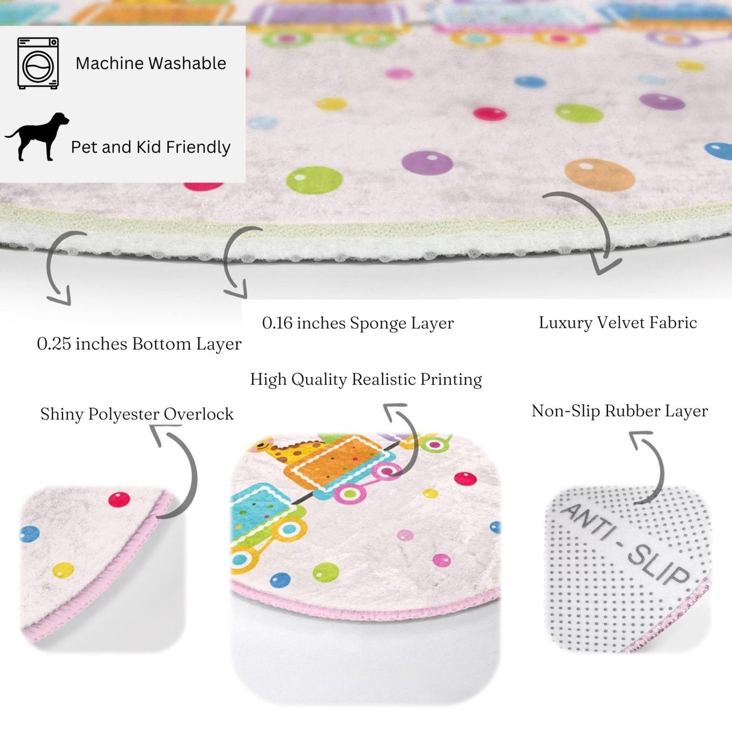 Animal Train Baby Room Rug | Homeezone