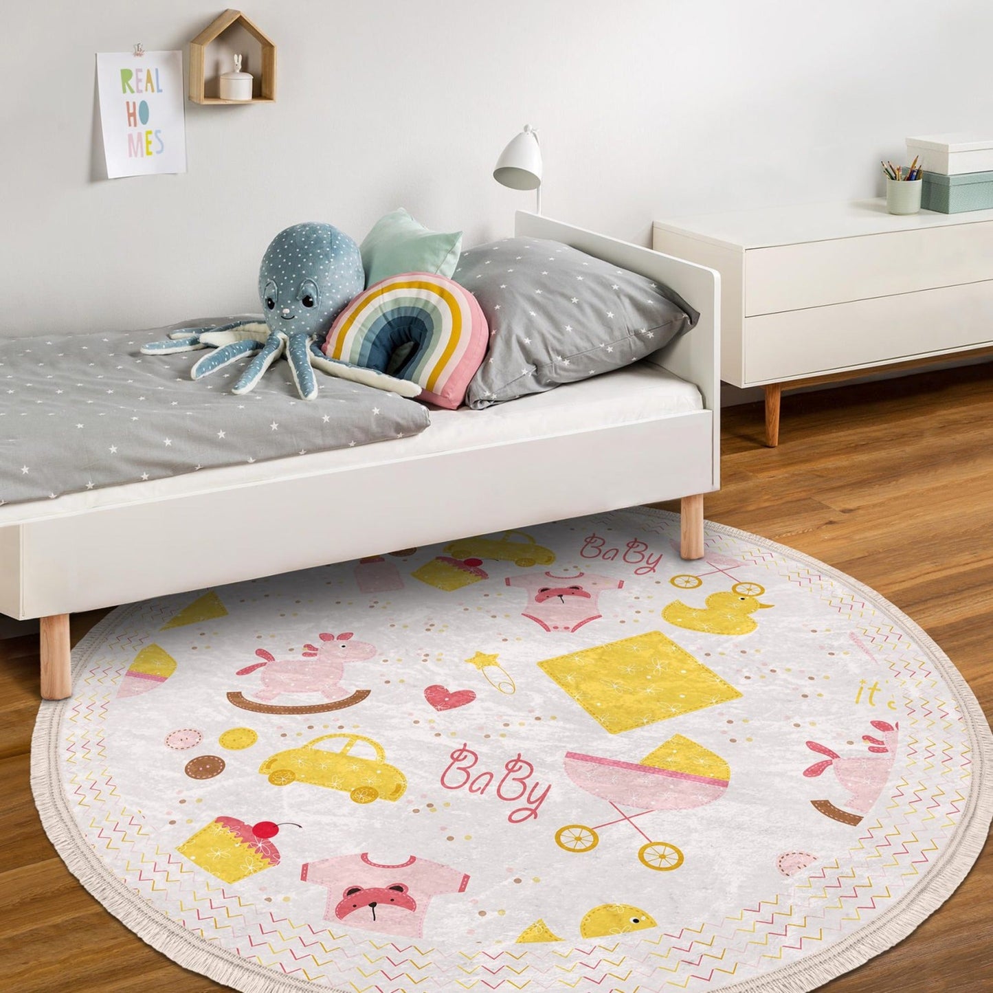 New Born Baby Room Decorative Round Rug, Nursery Room Area Carpet,