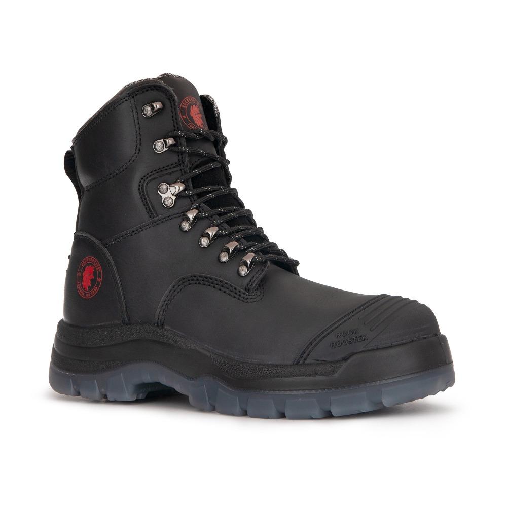 ROCKROOSTER Kensington Black 7 inch Zip-sided Steel Toe Leather Work