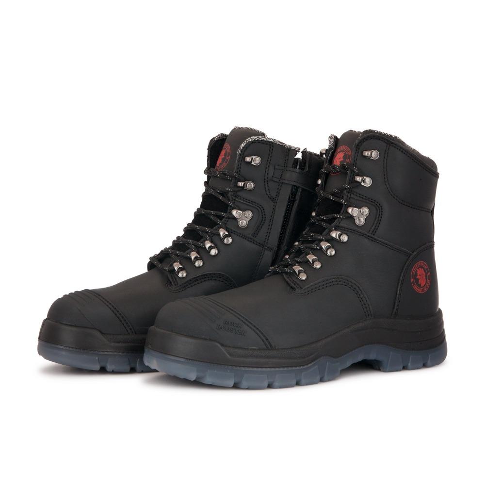 ROCKROOSTER Kensington Black 7 inch Zip-sided Steel Toe Leather Work