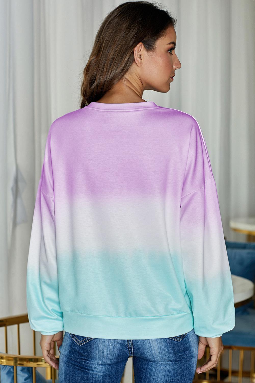 Casual Purple Tie Dye Pullover