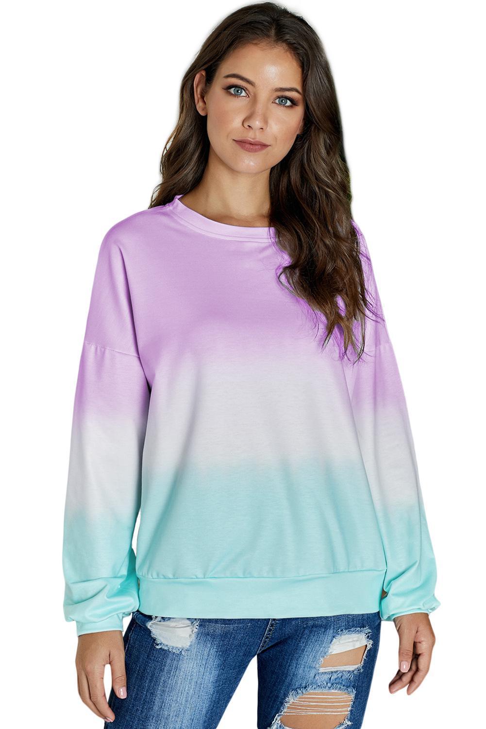 Casual Purple Tie Dye Pullover