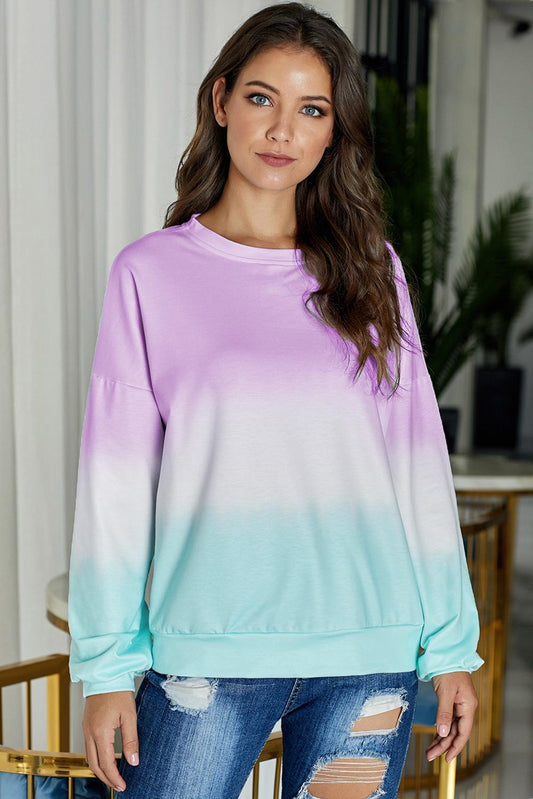 Casual Purple Tie Dye Pullover