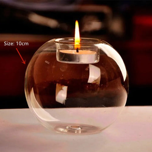 Cozy Exquisite Round Hollow Glass Candle Holder