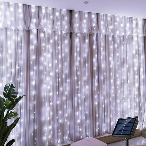 Solar Curtain Light Outdoor Waterproof Solar Fairy Garland String