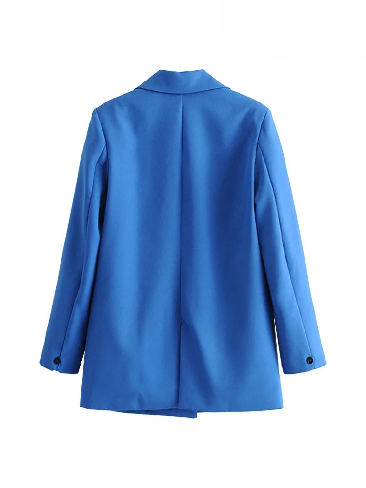 ASDS Women Chic Office Lady Double Breasted Blazer Vintage Coat