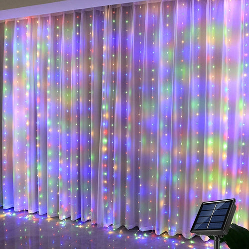 Solar Curtain Light Outdoor Waterproof Solar Fairy Garland String