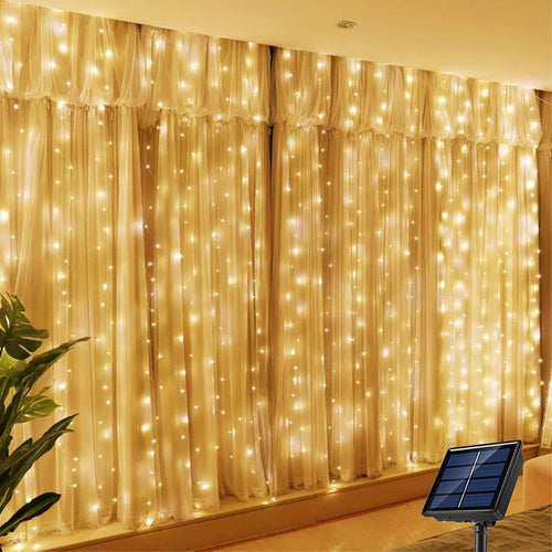 Solar Curtain Light Outdoor Waterproof Solar Fairy Garland String