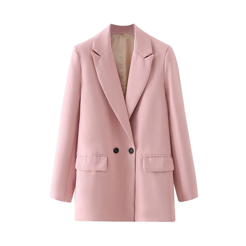 ASDS Women Chic Office Lady Double Breasted Blazer Vintage Coat