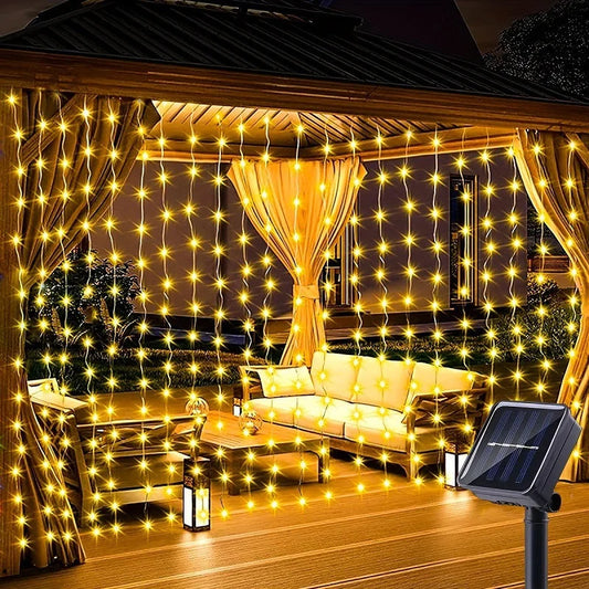 Solar Curtain Light Outdoor Waterproof Solar Fairy Garland String