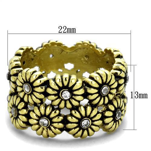 TK1626 - IP Gold(Ion Plating) Stainless Steel Ring with AAA Grade CZ