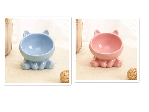 Ceramic Cat Bowl Cat Bowl Cat Food Bowl Neck Guard Oblique Mouth Dog