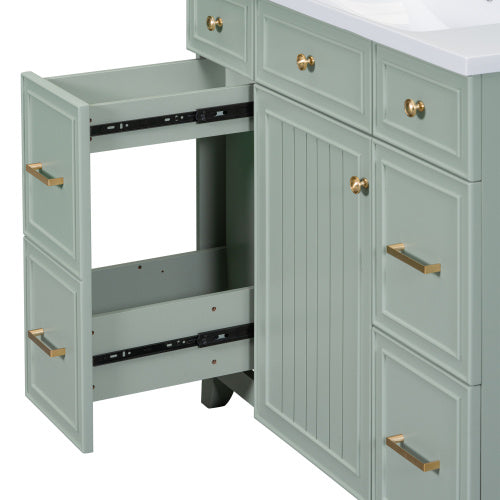 36  Bathroom Vanity Cabinet With Sink Top Combo Set, Green, Single