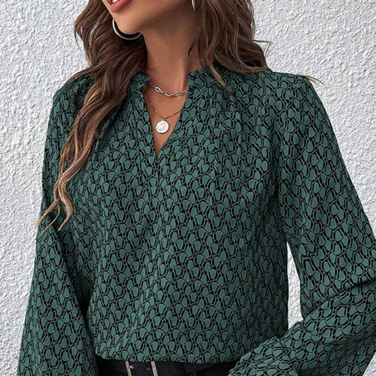 The “GeoVibe” V-Neck Blouse