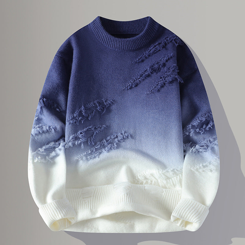 Round Neck Pullover Gradient Sweater