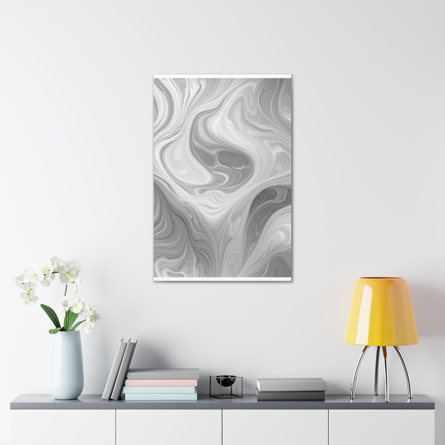 Canvas Wall Art Decor - Grey White Boho Marble Print