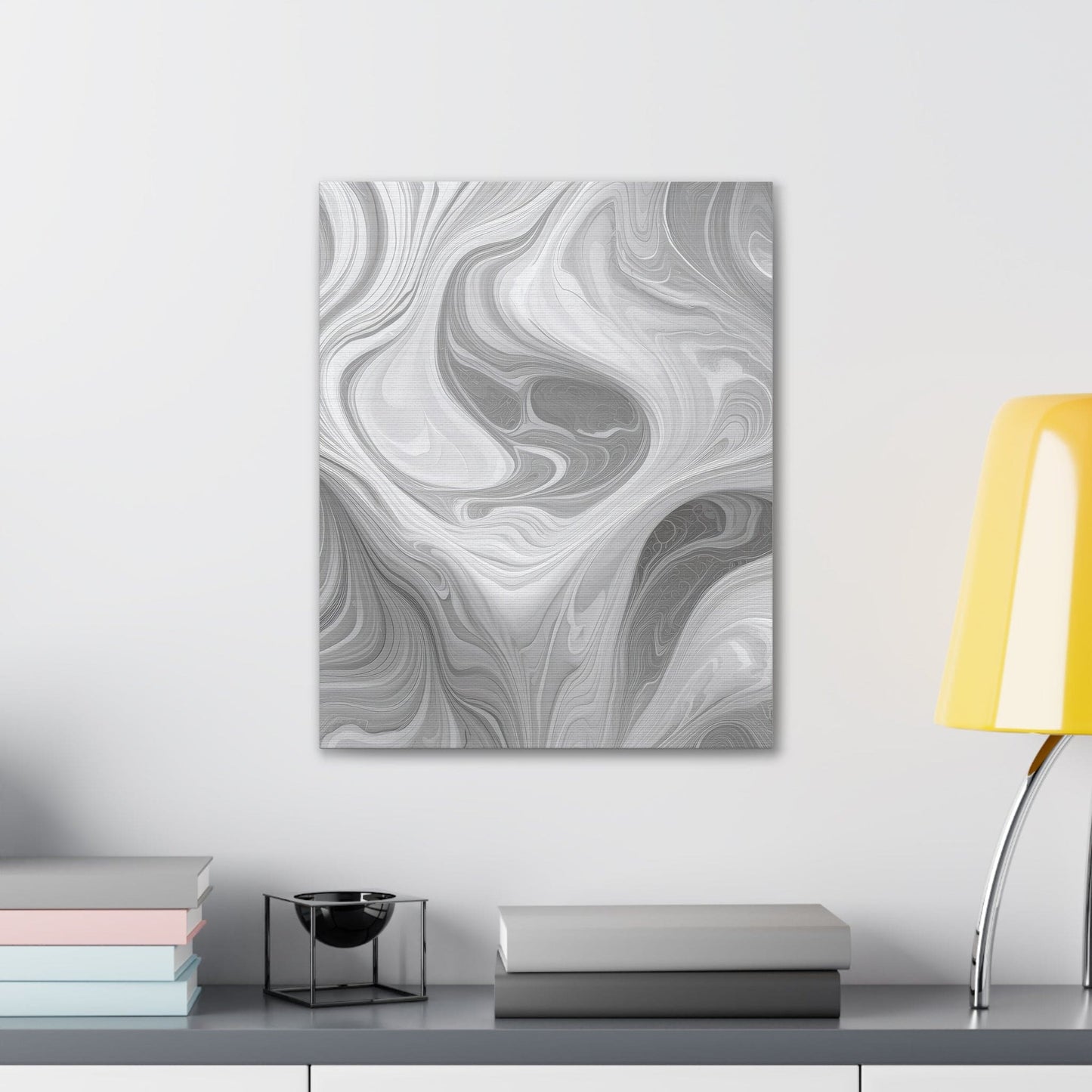 Canvas Wall Art Decor - Grey White Boho Marble Print