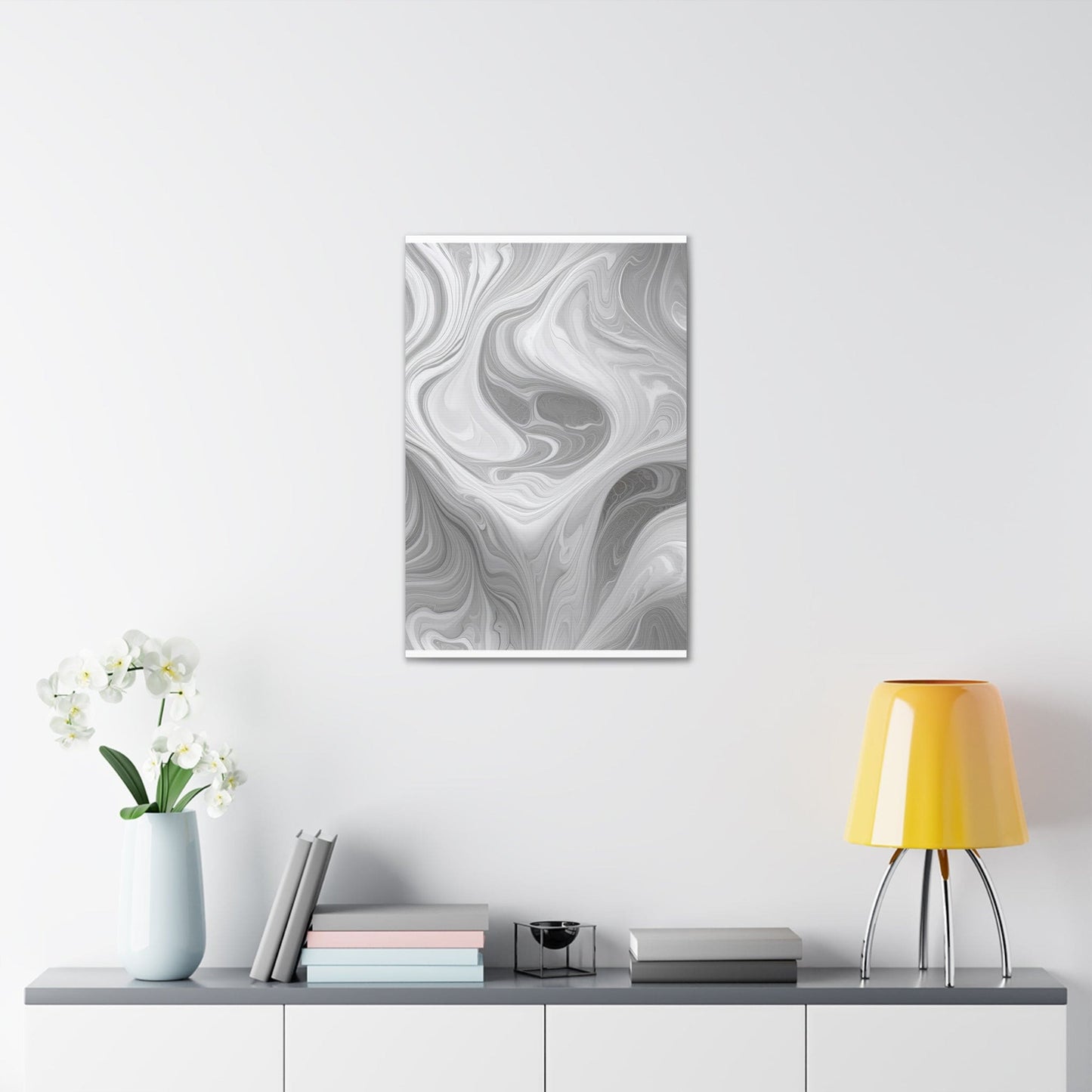 Canvas Wall Art Decor - Grey White Boho Marble Print