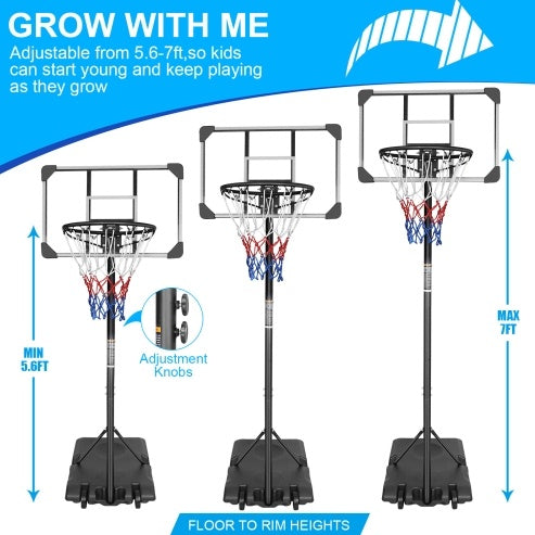 Portable Basketball Goal System With Stable Base And Wheels, Use For