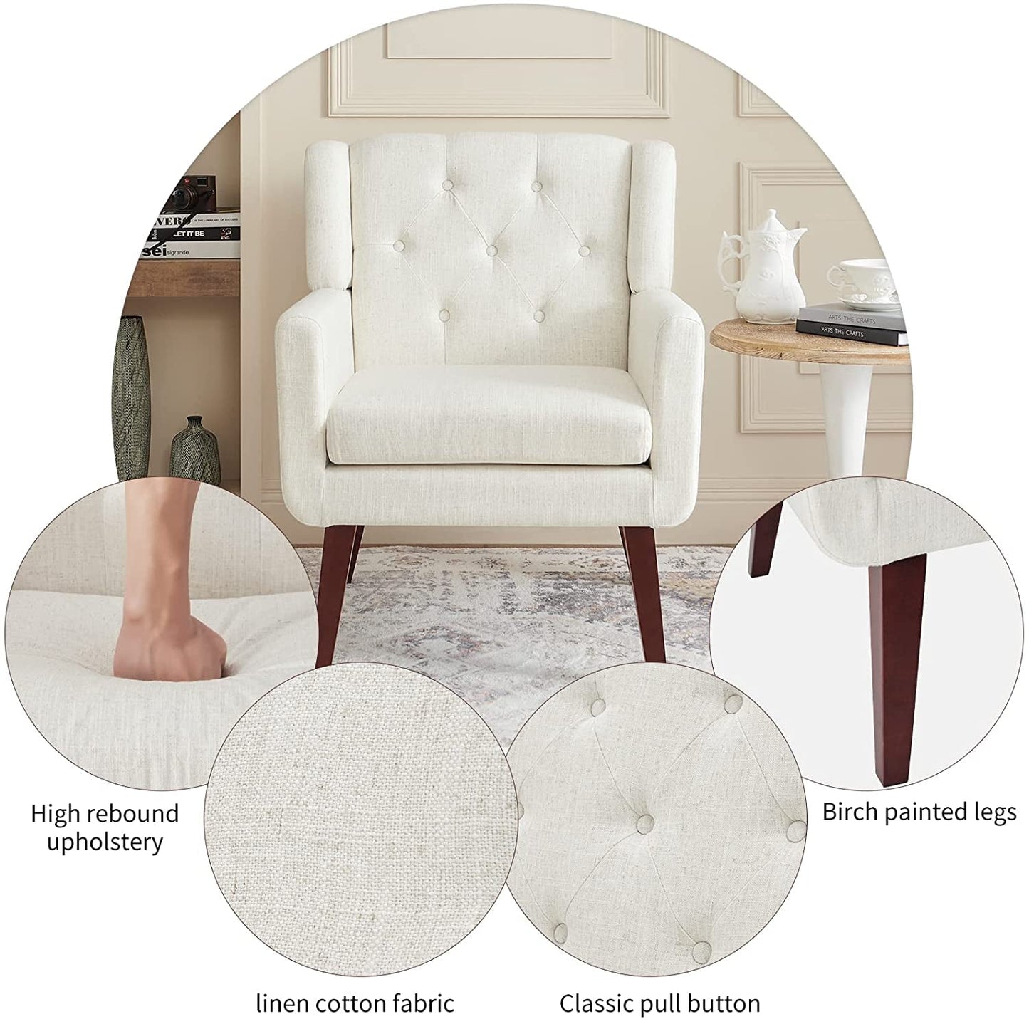 Button-Tufted Accent Chairs for Cozy Living Spaces