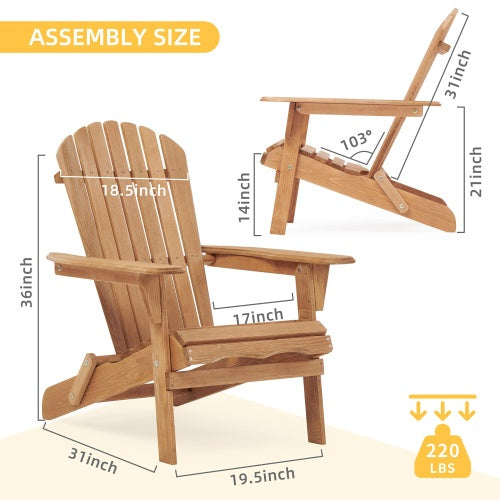 Wooden Outdoor Folding Adirondack Chair 2 Piece Set Of Wooden Lounge