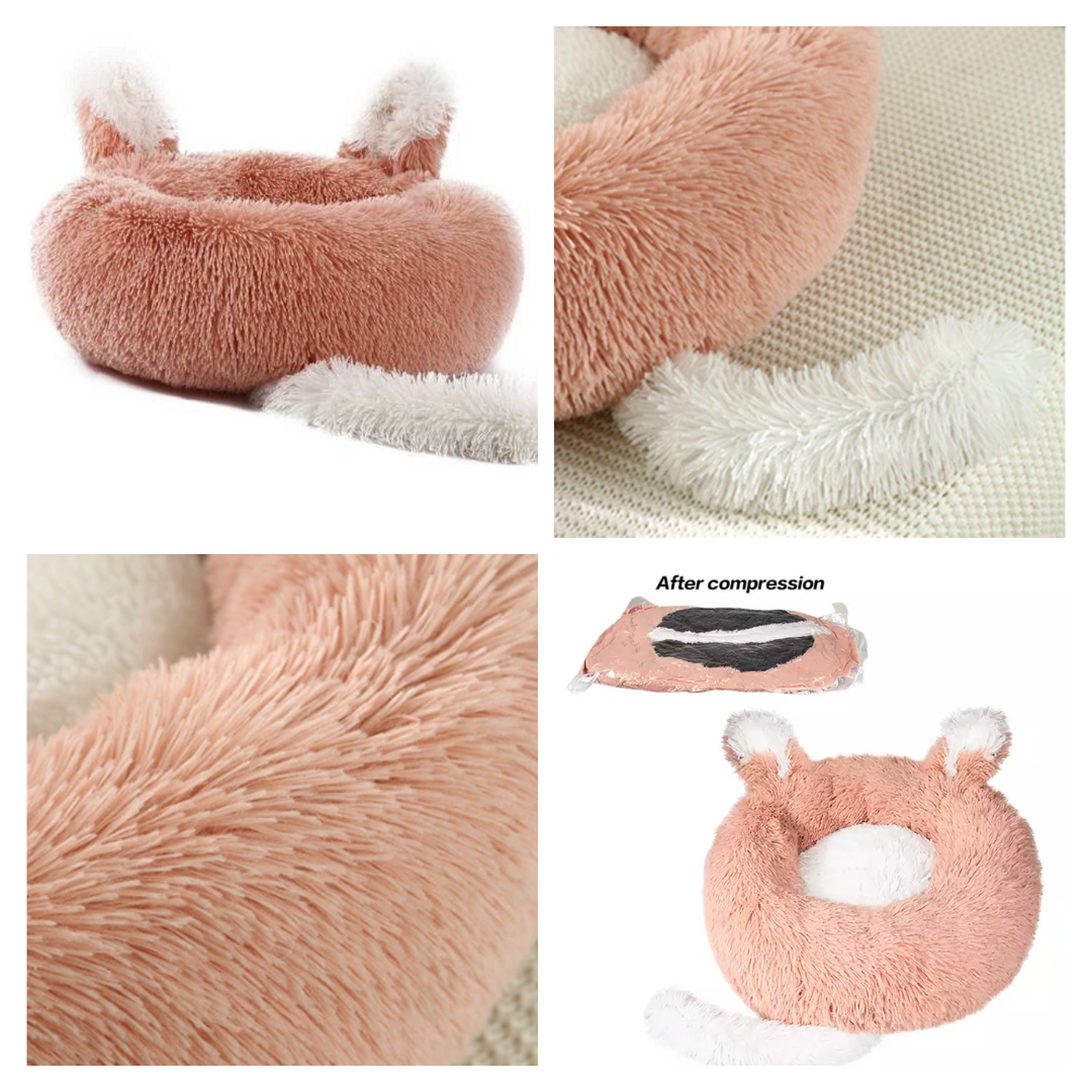 Pet Bed with Ears and Tail for Cats and Small Dogs