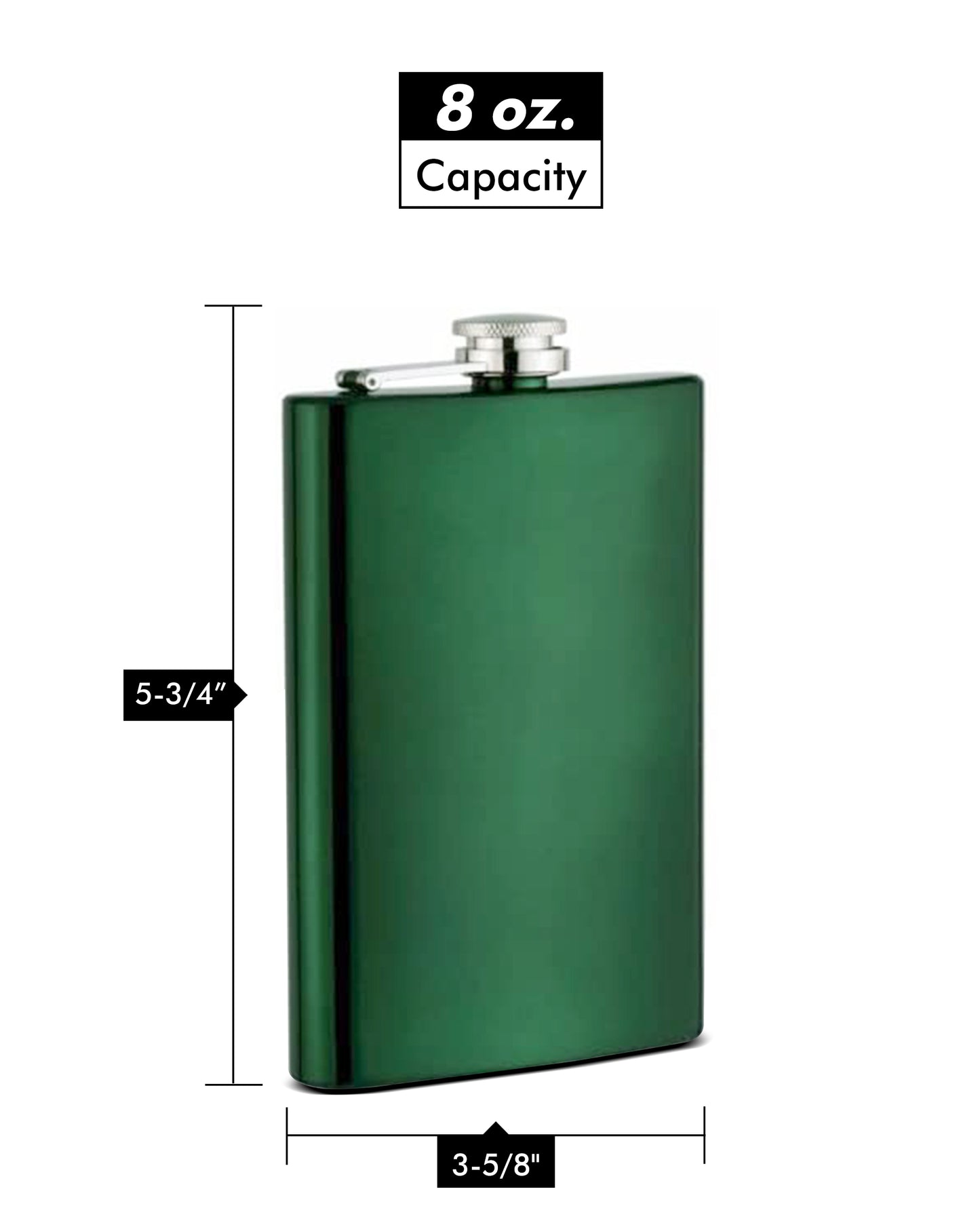 Green 8oz Hip Flask