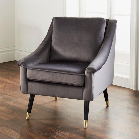 Luxury Gray Velvet Grace Armchair