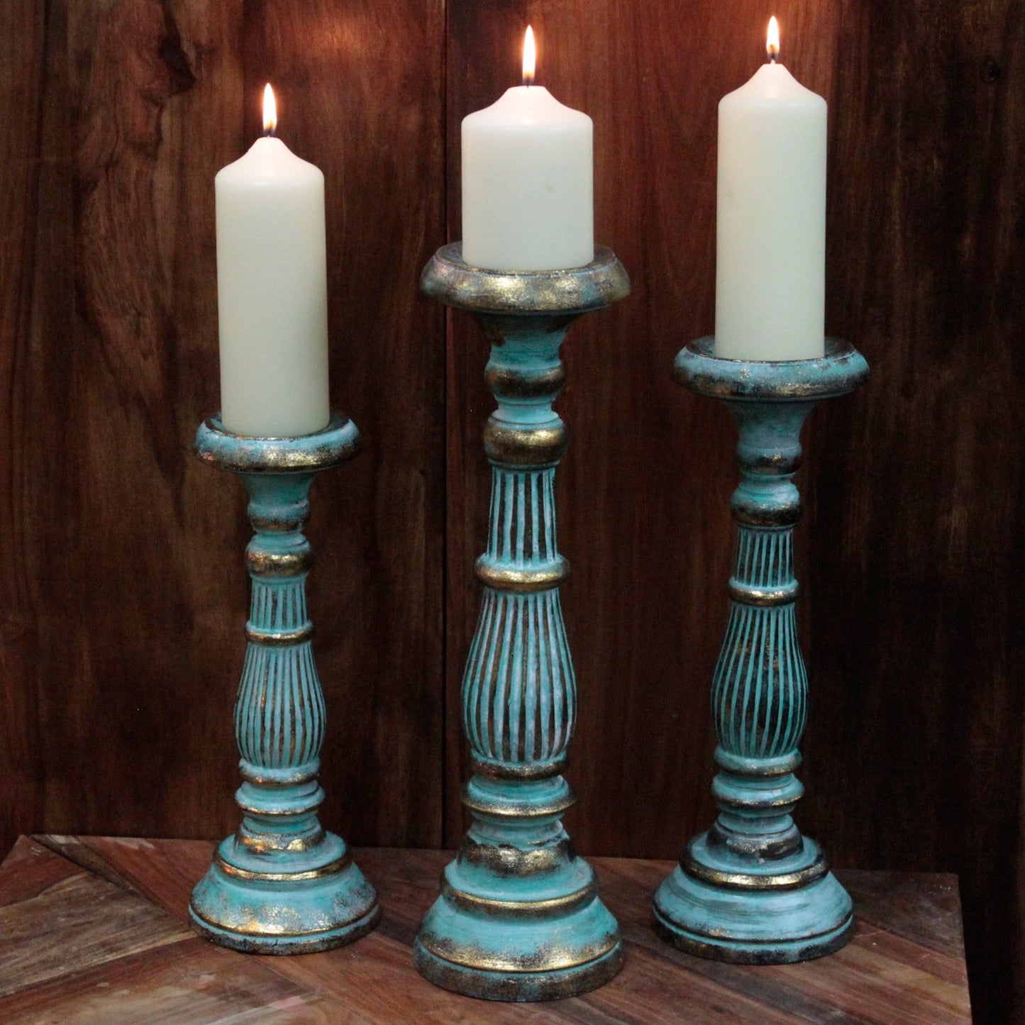 Vintage Candle Stands Turquoise