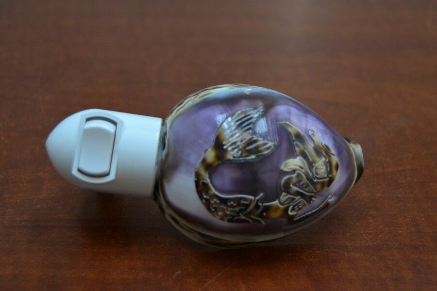 Carved Purple Mermaid Shell Nightlight