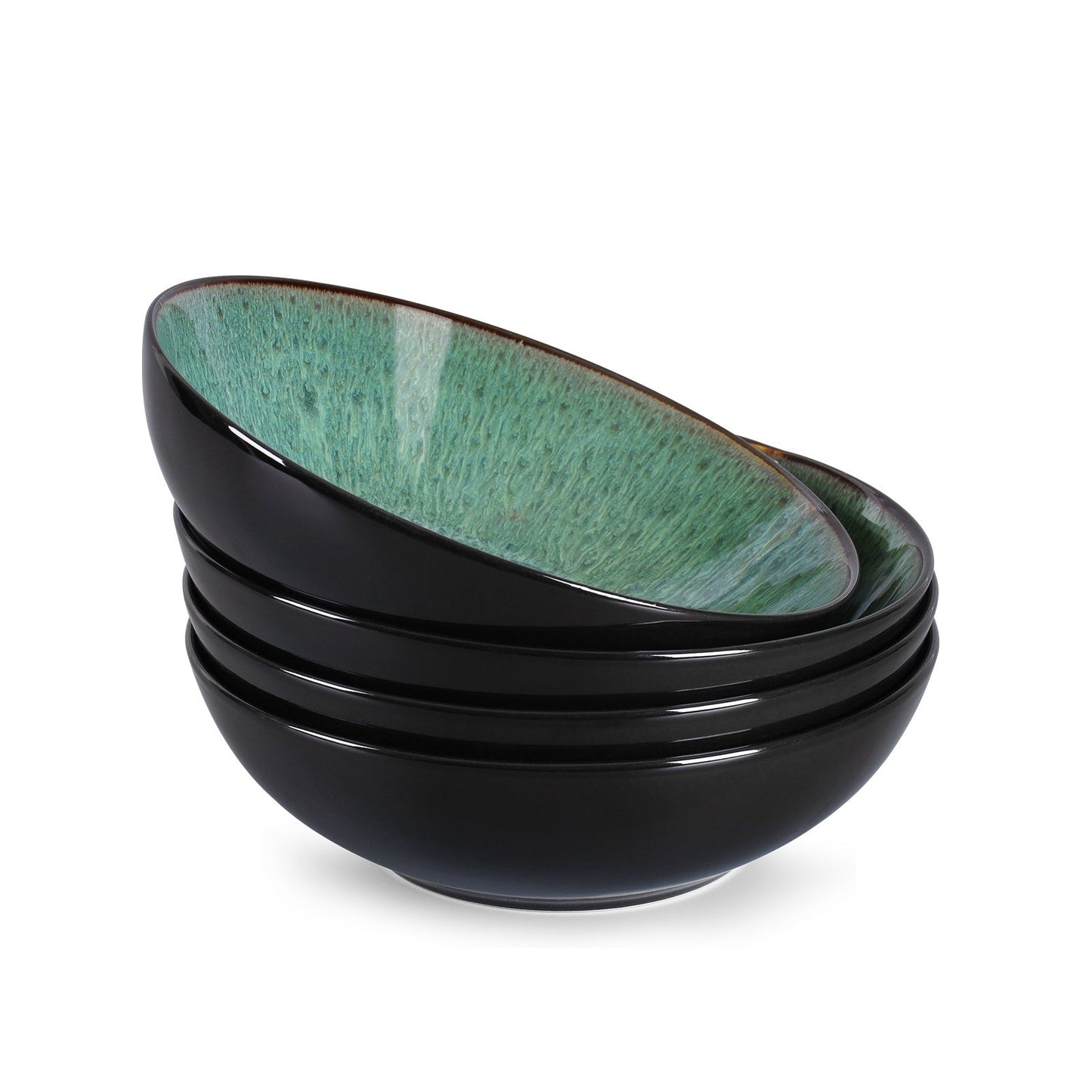 Creative Western  Kiln Change Peacock Green Bowl 30oz Bowl Set Of 4