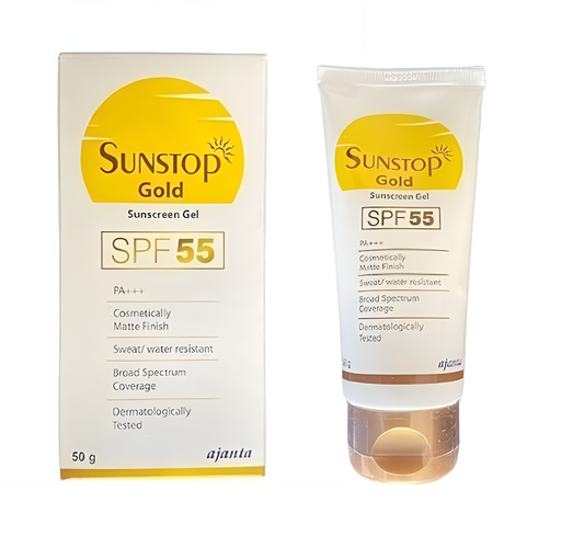 Sunstop Gold Sunscreen gel SPF 55 PA+ Size 50gm Color Multicolor