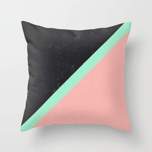 Girly Pink Mint Green Modern Color Block Black