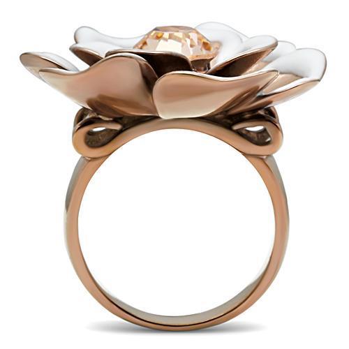 GL247 - IP Rose Gold(Ion Plating) Brass Ring with Top Grade Crystal