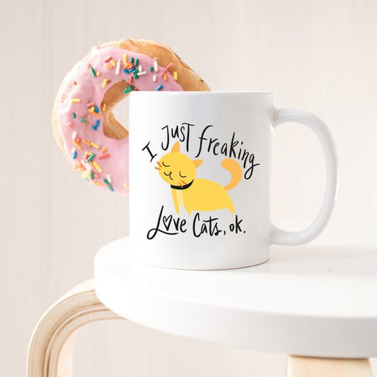 I Just Freaking Love Cats OK Mug, Cat Mugs, Funny