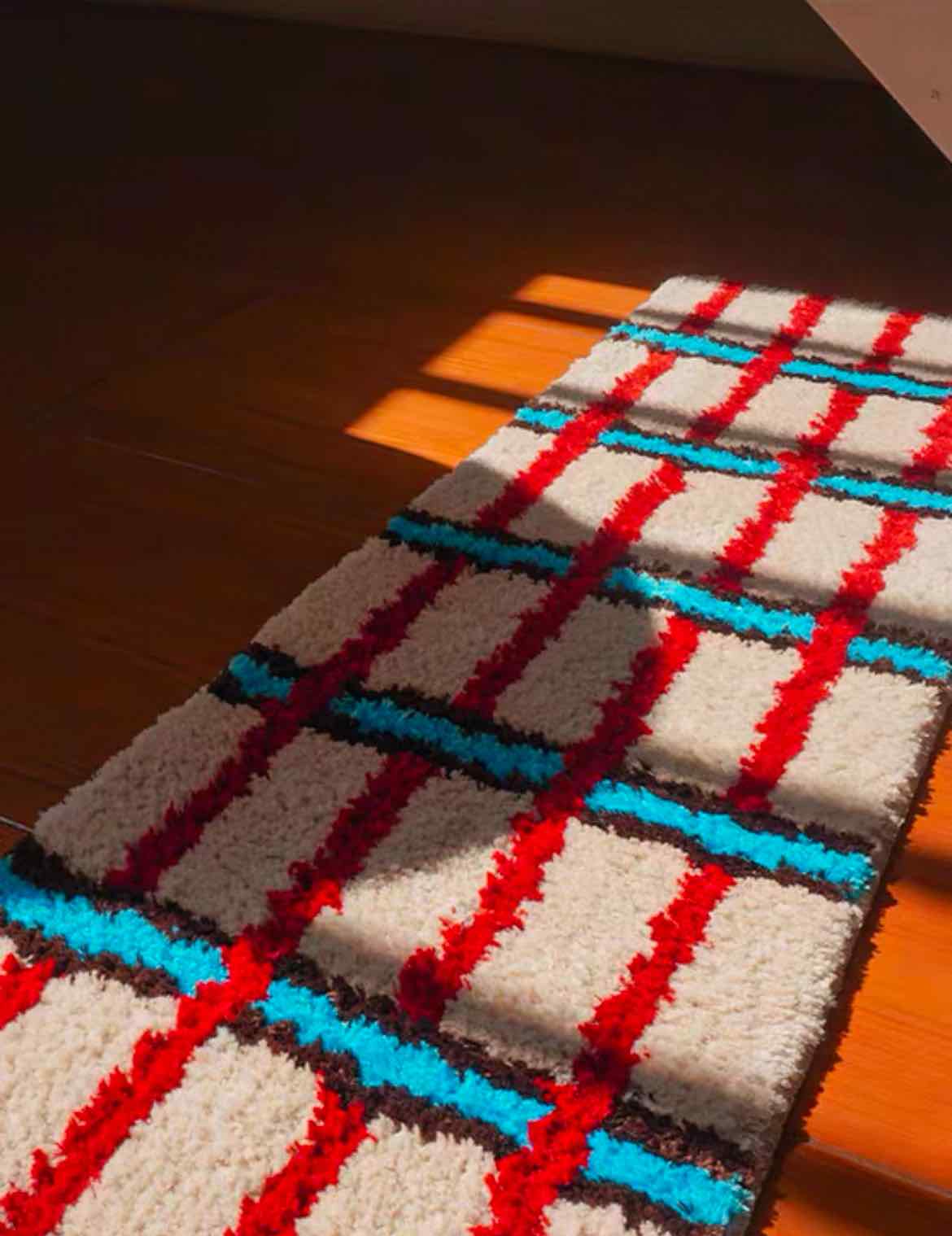 Retro Contrast Checker Bedside Tufting Runner Rug