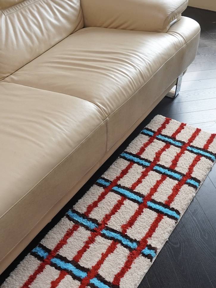 Retro Contrast Checker Bedside Tufting Runner Rug