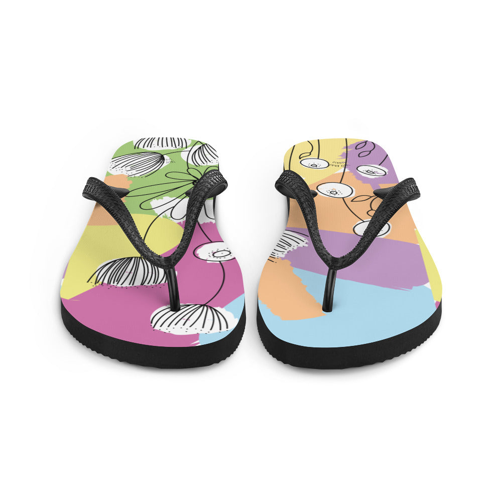 Pretty Pastel Flower Print Flip-Flops