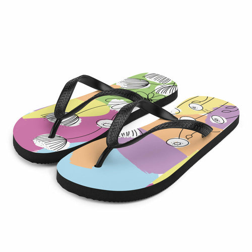 Pretty Pastel Flower Print Flip-Flops