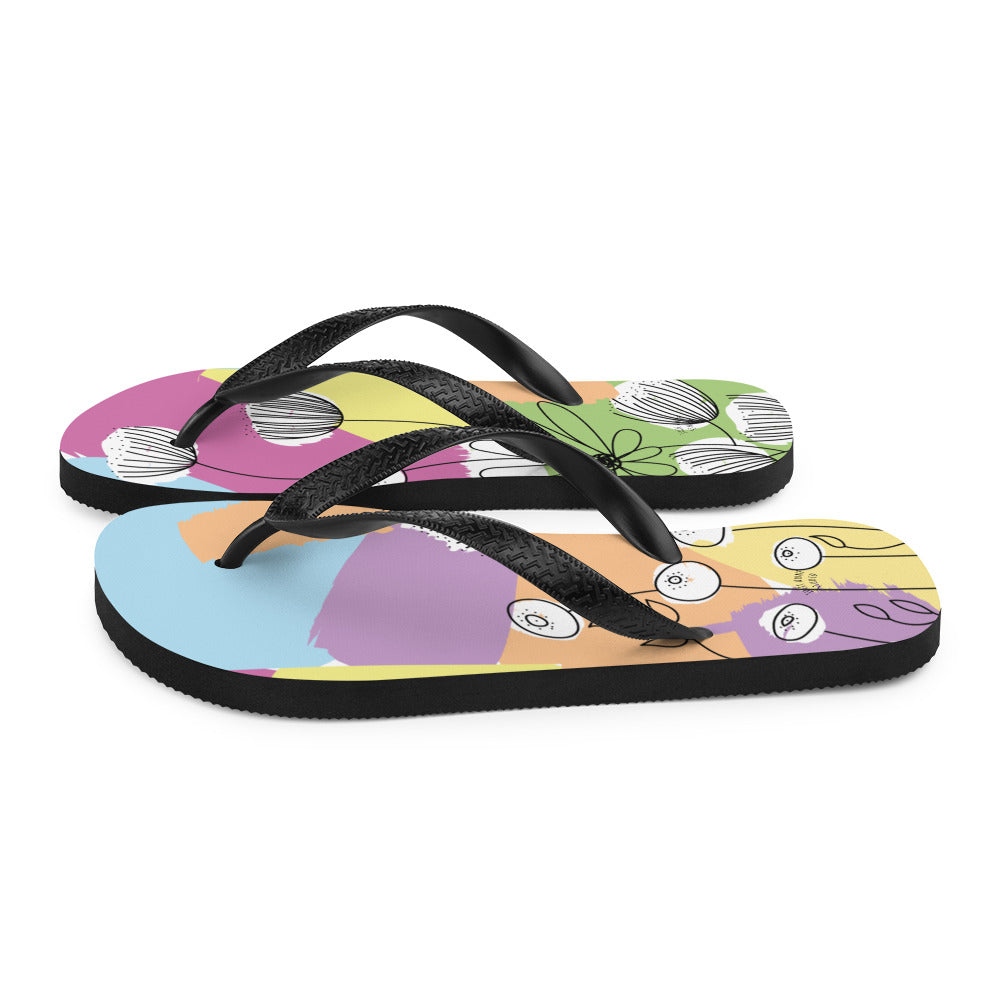 Pretty Pastel Flower Print Flip-Flops